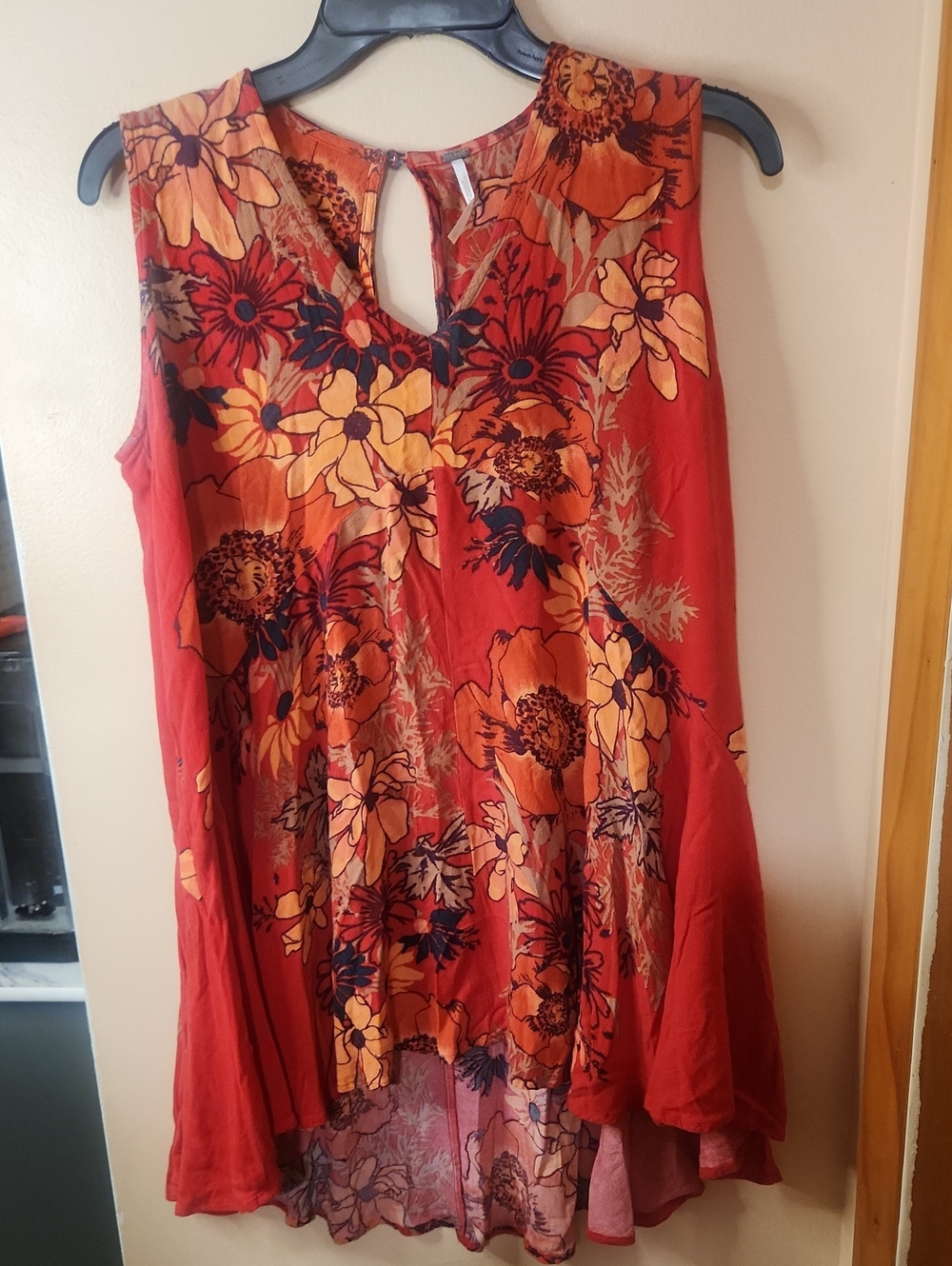 Free People Red Floral Tunic